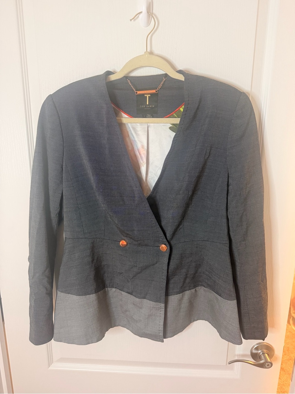 Ted Baker Black and Gray Two-Tone Double-Button Blazer